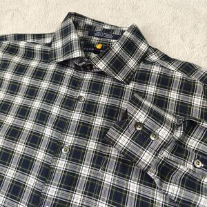 Tommy Hilfiger Plaid Shirt Men's L Blue Green Grid Cotton Lightweight Soft